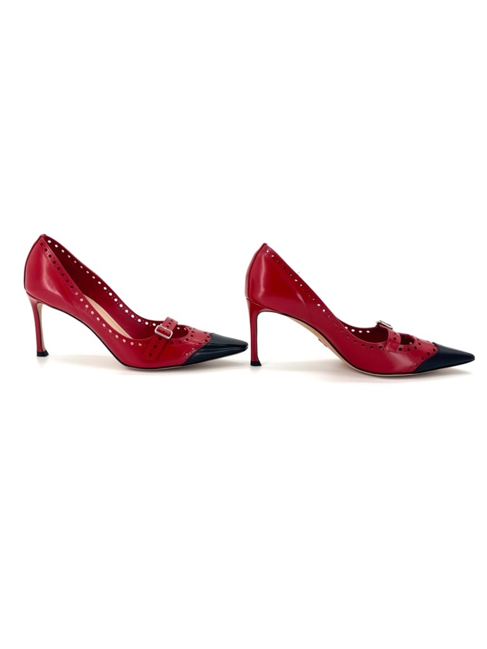 Christian Dior Spectadior Buckle Brogue Maryjane Cap Toe Pointed Toe Pumps 37.5 - Picture 5 of 9